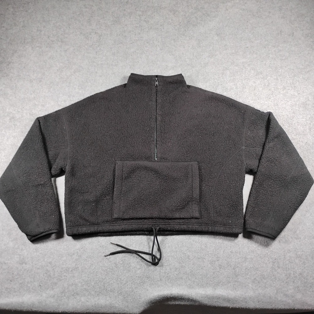 Alo Yoga Elysian High Pile Fleece Half Zip Pullover Black Womens Size M
